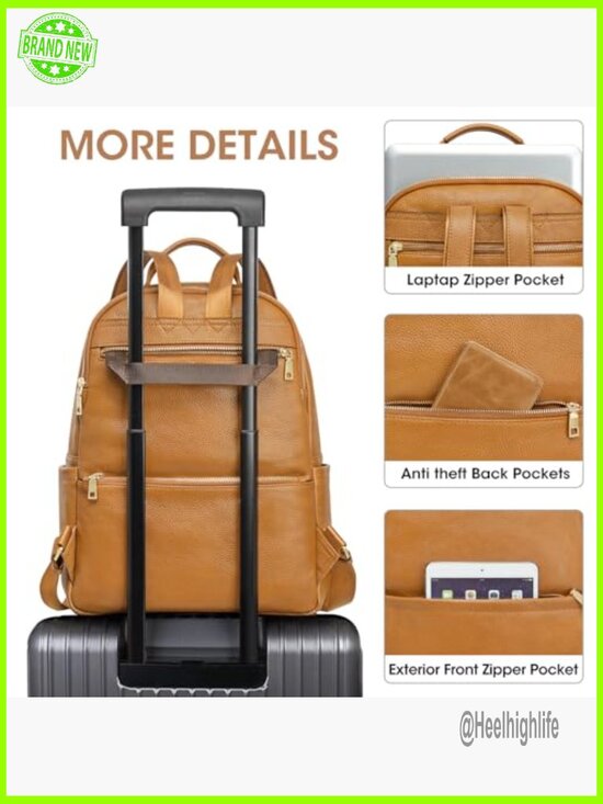 Genuine Leather Backpack Purse Anti-Theft Daypack Work Casual Travel